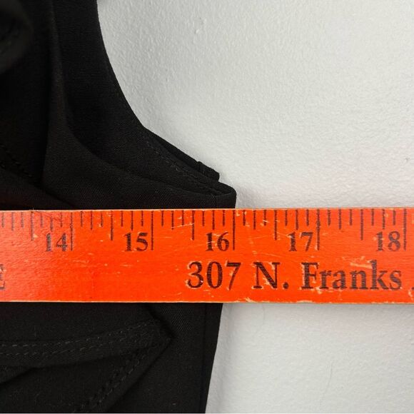 Calvin Klein Ruffle Flutter Sleeve Sheath Dress Black Back Zip Cocktail LBD Sz 4 - Picture 5 of 16